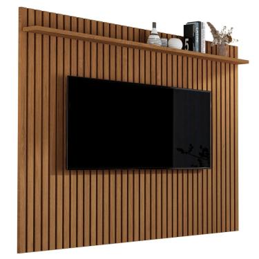 Imagem de Painel Ripado Para Sala Grande com Prateleira 1.80m Venus Tv 70&quot;
