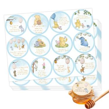 Imagem de 72 peças de adesivo de ursinho, decorações de chá de bebê The Pooh, decoração de chá de bebê para festa de Pooh, adesivo de agradecimento, decorações de aniversário de ursinho fofo, suprimentos de