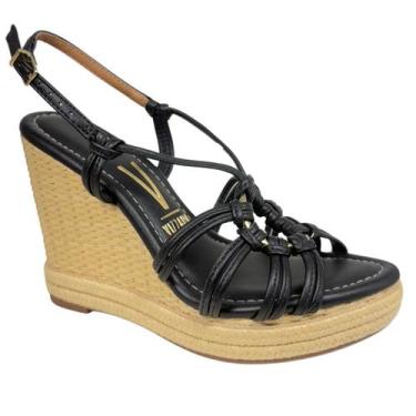 Imagem de Sandália Vizzano Anabela Salto Alto Onça Feminina 6283.5065, Preto, 35