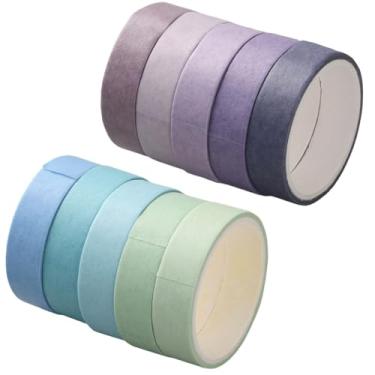 Imagem de GORGECRAFT 10 rolos de fita adesiva de papel Washi 10 mm de largura, 10 mm de largura, fitas adesivas coloridas azuis e roxas, papel autoadesivo, artesanato para agenda, agenda, livro, cartão, diário