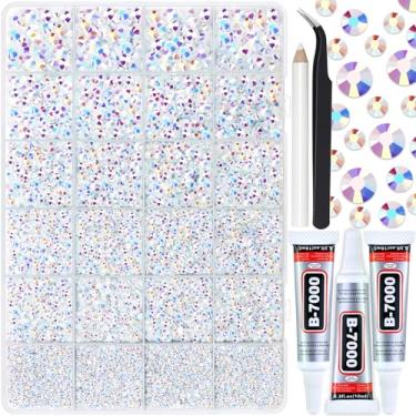 Imagem de Briskbloom 25.000 Peças De Strass Resina Branca Com Textura Gelatinosa, Mistos 2 Mm, 3 4 5 Mm E 6 Fundo Plano Para Artesanato, Copos, Bolsas, Bonés Formatura, Maquiagem Comemorativa, Decoração Cola