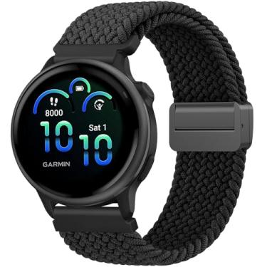 Imagem de Meliya Pulseira de nylon trançado para Garmin Vivoactive 6/Vivoactive 5/Vivoactive 3, pulseira de substituição elástica de 20 mm para Venu/Venu Sq, Forerunner 55/158/165/245/645, Galaxy Watch 7/6/5/4