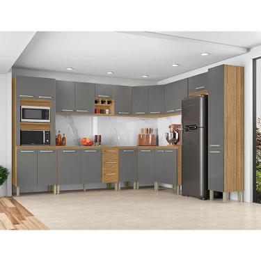 Imagem de Cozinha Modulada Ambiente Ametista Composição 1 Freijó Gris Ripado - Kits Paraná