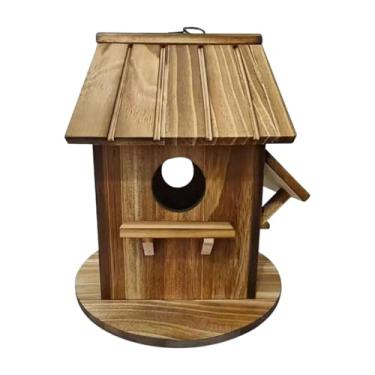 Imagem de WeiLaiKeQi Casa de passarinho suspensa, artesanato criativo, rústico, abrigo para nidificação, casa de passarinho para jardim, quintal, papagaios,