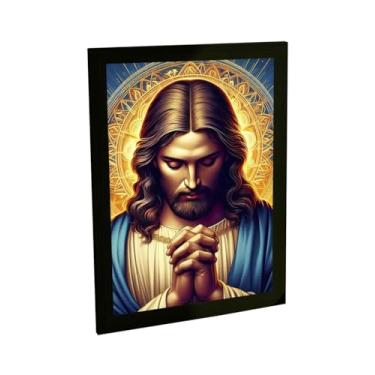 Imagem de Quadro Decorativo Religioso Jesus Cristo Cores Ilustração Coroa Decoração Poster Quarto Sala