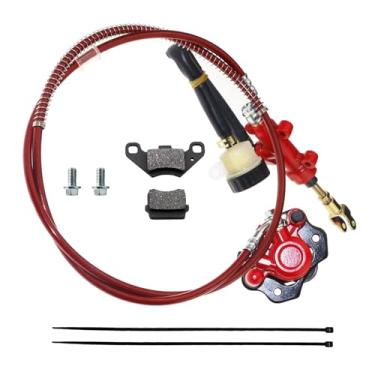 Imagem de PRO BAT Kit de cilindro mestre de pinça de freio hidráulico traseiro com pastilha de freio para carrinho de golfe Go Kart ATV, vermelho