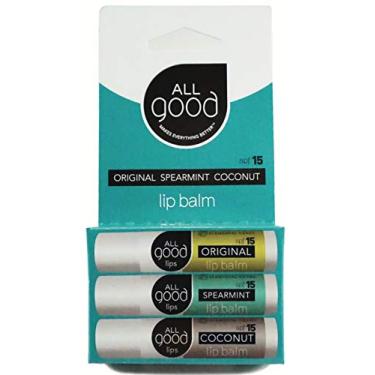 Imagem de All Good SPF 15 Lip Balm - Calendula, Olive Oil, Beeswax, Vitamin E | (3-Pack) (Original/Spearmint/Coconut)