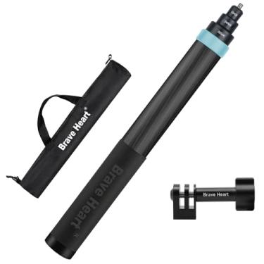 Imagem de (Sistema de bloqueio de rotação) Bastão de selfie de fibra de carbono de 36 cm a 3 m para insta360 Insta 360 x4 x3 x2 x um RS R e Gopro Hero 13 12 11 10 9 MAX e acessórios DJI OSMO (azul)..