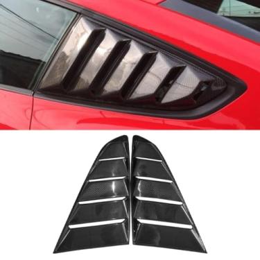 Imagem de Guarnição de janela de triângulo traseiro de carro compatível com Mustang 2015-2017 Kit de tampa de acabamento de janela de ventilação lateral traseira acessórios de carro