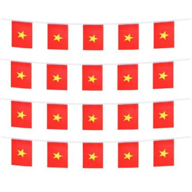 Imagem de FFILL 20 pés 20 bandeiras bandeira do Vietnã, bandeira pequena do Vietnã, para festas, lojas e decorações de bares, e celebrações do dia internacional. Bandeiras temáticas de países asiáticos - 29