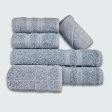 Imagem de Jogo De Toalha 6 Pc Gigante Felpuda Lisboa 100% Algodão Azul - Toalhas