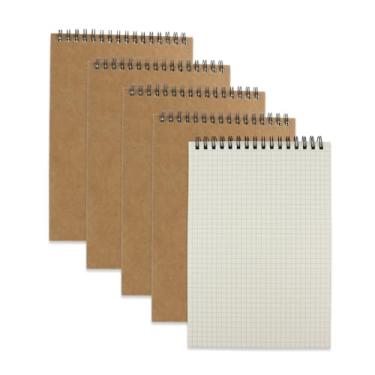 Imagem de Aacehlh 4 Pack Graph Paper Notebook, A5 Top Wirebound Grid Spiral Notebook,5.8" x 8.3",160 Pages Grid Paper,Grid Notepad for Students, Math, Engineering (Kraft)