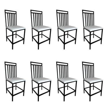Imagem de Kit 8 Cadeira Reforçada Para Cozinha E Sala Jantar Eliane Assento Bran