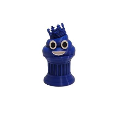 Imagem de Znet3D Troféu Emoji Jr King Poop - Prêmio ou presente perfeito - 10 cm de altura - com um emoji de cocô sólido com uma coroa em um pilar de coluna com olhos brancos e pretos e sorriso branco (azul)