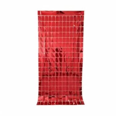 Imagem de Kit 2 Cortinas Metalizadas Vermelhas 2x1m – Fundo Decorativo para Festa, Painel Brilhante para Fotos, Casamento, Aniversário, Balada, Instagramável