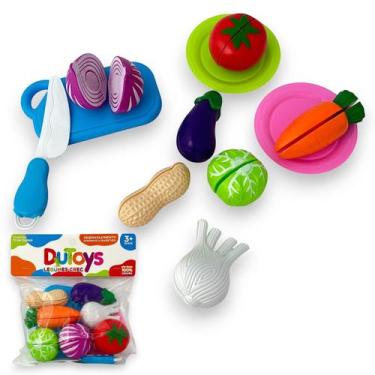 Imagem de Brinquedo Legumes Crec Feira Comidinha Gruda Desgruda 11 Pçs - Dutoys