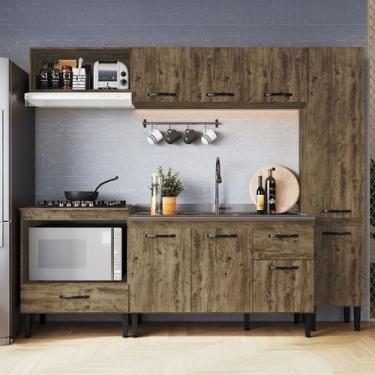 Imagem de Armário de Cozinha Laís 9 Portas 1 Gaveta Itaúba - Pnr Móveis, Marrom,