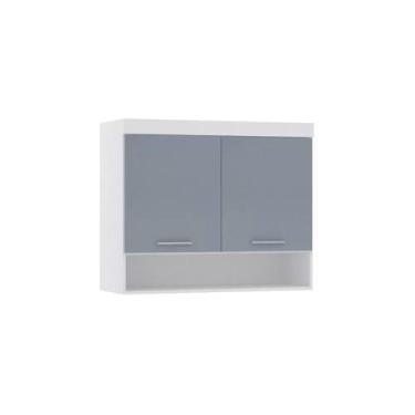Imagem de Guarda-roupa Modulado 97cm Aéreo 2 Portas Alpes Luciane, Branco/Grey S