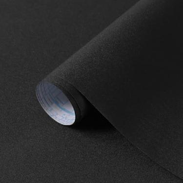 Imagem de HeloHo Papel de parede preto sólido papel de parede autoadesivo removível fosco texturizado à prova d'água papel de contato para sala de estar quarto decoração vinil 78,7" x 15,7"