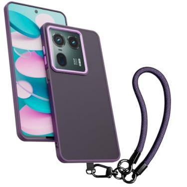 Imagem de Capa Protetora para Celular Space Compatível Motorola Moto EDGE 50 ULTRA Com Cordão de Pulso Luxo Fosca Slim [ROXO DARK]