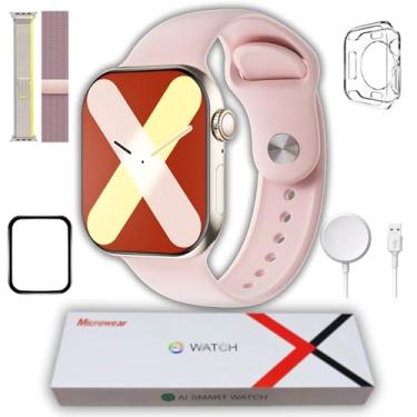 Imagem de Relogio Inteligente Smartwatch Marca MICROWEAR (W10 Pro Serie 10 Amoled Chatgpt Nfc Gps) Decibéis Ip68 Masculino e Feminino+Brindes (Rosa)