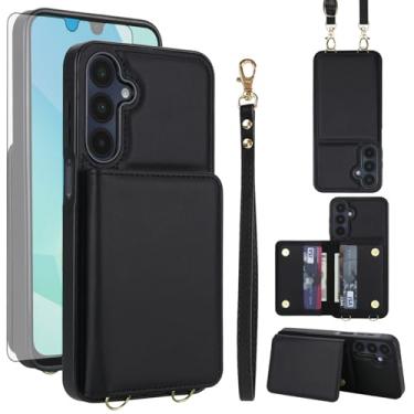 Imagem de Asuwish Capa de celular para Samsung Galaxy A14/M14 5G carteira de celular com protetor de tela de vidro temperado alça transversal com bloqueio de RFID suporte para cartão de crédito slot A 14 4G 14A