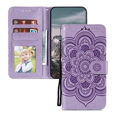 Imagem de Asdsinfor Capa para Redmi A3, capa carteira de couro PU avançada elegante com compartimento para cartões de crédito suporte à prova de choque capa magnética flip para Redmi A3 girassol roxo LD
