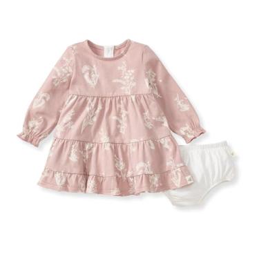 Imagem de Burt's Bees Baby Vestido para bebês meninas, bebês e crianças, manga curta e longa, 100% algodão orgânico, Pequena flor selvagem, 6 Meses