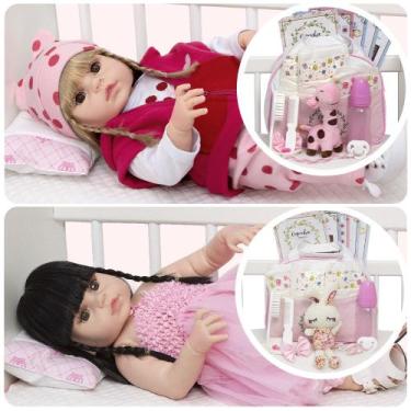 Imagem de Bebe Reborn Silicone Gêmeas Enxoval Girafa Coelha - Cegonha Reborn Dol