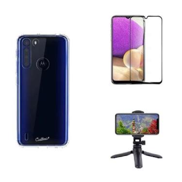 Imagem de Kit Tripé Tripod 360 graus para Motorola Moto One Fusion + Capa + Peli