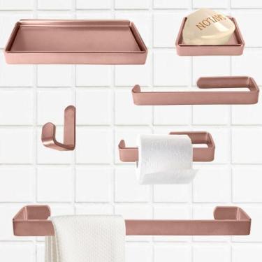 Imagem de Kit Acessórios Lavabo/ Banheiro 6 Peças - Várias Cores - Landi , Rose