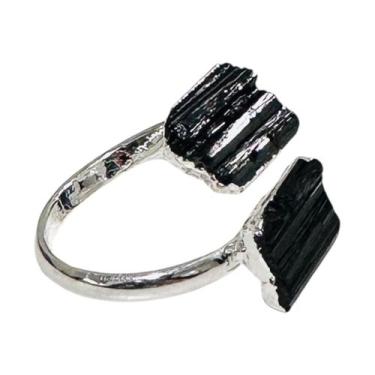 Imagem de Anel Pedra Natural Turmalina Negra Bruta - Ajustável - Equilíbrio Pedr