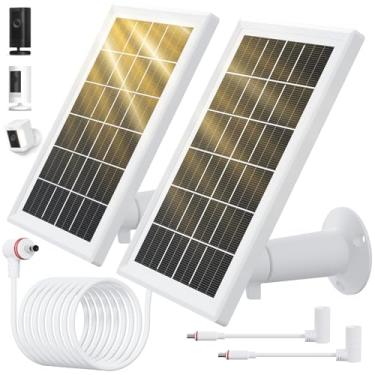 Imagem de Painel solar para câmera Ring, pacote com 2 painéis solares para câmera de segurança Ring, painel solar de 5 W com cabo longo de 3 metros/3 m, à prova de poeira, à prova d'água, carregador solar