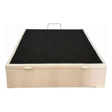 Imagem de Cama Box Bau Bege Suede Casal Premium Blindada Super Reforçada