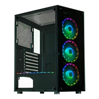 Imagem de Gabinete Gamer K-Mex CG-50C5 - Vidro Temperado - ATX - 3 Coolers ARGB com Controladora - Preto