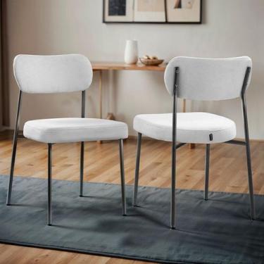 Imagem de Kit 2 Cadeiras para Sala de Jantar Tecido Bouclê Design Aço Carbono La