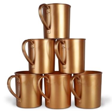 Imagem de Plástico Moscow Mule Canecas de cobre 350 ml reutilizável conjunto de 6 (cobre)