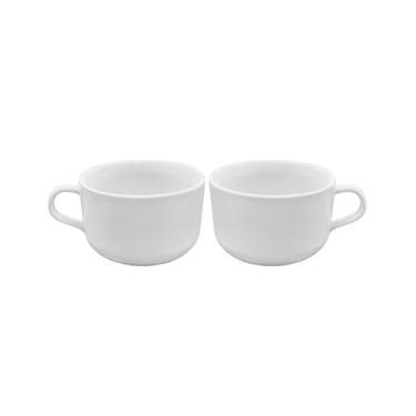 Imagem de Conjunto C/ 2 Louça Xícara Jumbo 450 Ml Branca Porcelana - Hr Porcelan