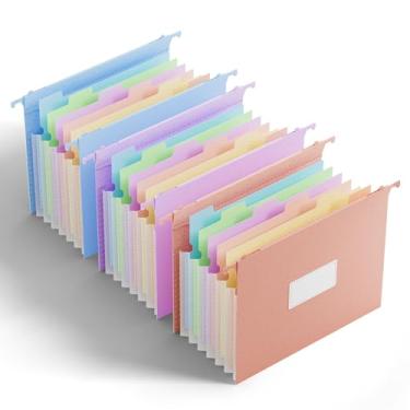 Imagem de Pastas de arquivo suspensas expansíveis de palha de trigo, bolsos sanfonados expansíveis, grande capacidade, tamanho carta, resistente, pastas suspensas para armário de arquivo, com abas inseríveis de