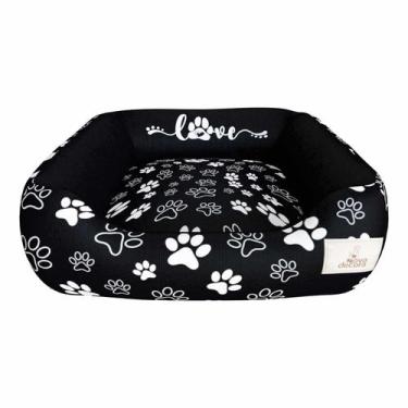 Imagem de Cama Pet Caminha Para Cachorro Preto Love Aveludado 60x60  Novadecora