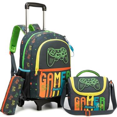 Imagem de MYHSBYO Mochila de rodinhas para meninos com rodinhas e bagagem de rodas, Jogo 06, 1 x 11.8 x 16.5 inches, Moderno