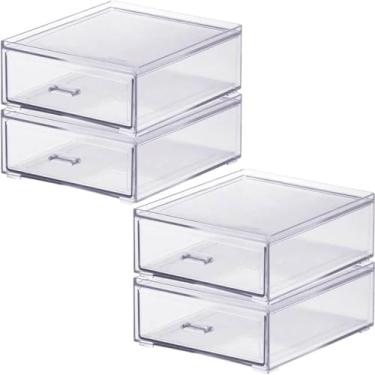Imagem de Kit 2 Gavetas Organizadoras Dupla Acrílico Porta Joias Esmaltes Maquiagens Cinquetti