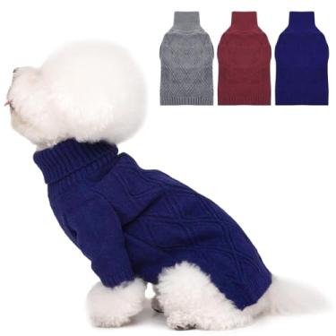 Imagem de MORVIGIVE Suéter médio para cães - azul marinho, médio - suéter xadrez de inverno para cães, roupas para cães, suéter de Natal para cadelas, Jack Russell, Mini Schnauzer