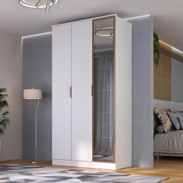 Imagem de Guarda Roupa Solteiro 1,20m 3 Portas c/ Reflecta e LED - Mambel Q, Bra