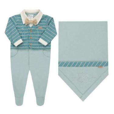 Imagem de Kit Saída Maternidade Luxo Bebê Menino Malha Paraiso 17755 - Paraíso, 