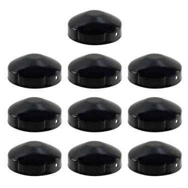 Imagem de Wealrit 10 peças de tampas de poste de cerca de elos redondos de corrente externa suporte solar para tubo OD de 7,5 cm, peças de cerca de elos de corrente, diâmetro externo, aço galvanizado