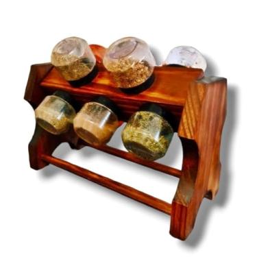 Imagem de Porta Tempero de Madeira Giratório 10 Potes 120ml