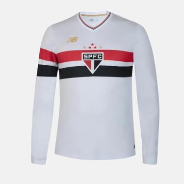 Imagem de Camisa Ml Unisex Nb Home Spfc 2025 C/P, Unisex, Branco/Vermelho/Preto, P