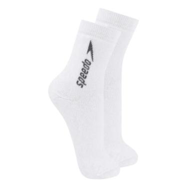 Imagem de Kit com 2 Pares de Meias Esportiva Cano Médio Speedo 8032, Branco, 33-