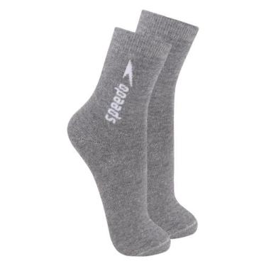 Imagem de Kit com 2 Pares de Meias Esportiva Cano Médio Speedo 8032, Cinza, 33-3